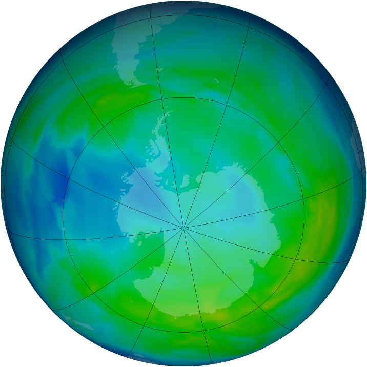 Antarctic ozone map for 12 May 2008